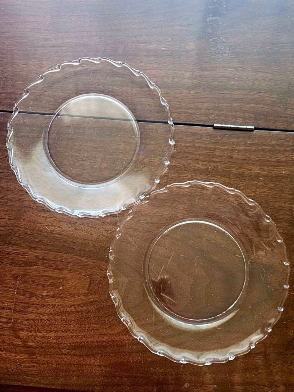 2 Fostoria Century Glass Plate vintage scalloped loop rim Mid Century Elegant Cr